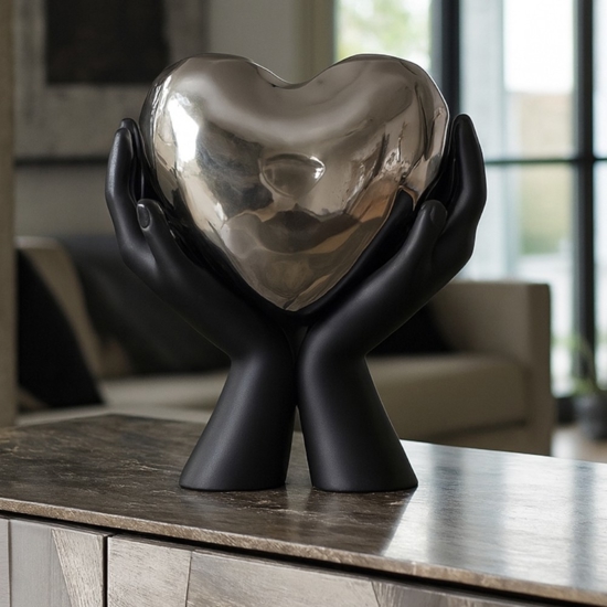 Soprammobile mani nere cuore argento h31 moderno bongelli preziosi