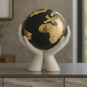 Scultura mani bianche mondo nero oro h13
