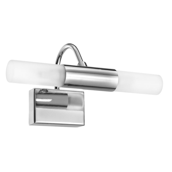 Applique da bagno due luci cromo e vetro bianco ip44