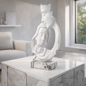 Scultura soprammobile face base marmo bianco maternita bongelli preziosi