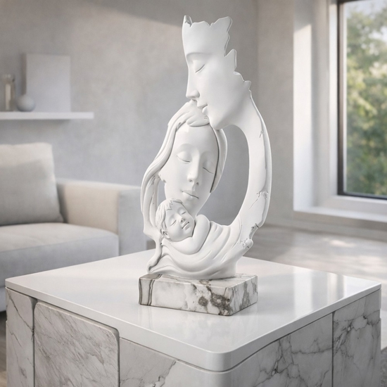 Scultura soprammobile face base marmo bianco maternita bongelli preziosi