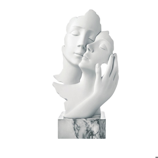 Scultura facce mano h34 base marmo bianco bongelli preziosi
