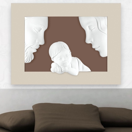 Capezzale bongelli preziosi moderno sacra famiglia nocciola 100x75