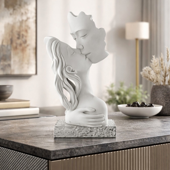 Scultura bacio argento soprammobile moderno bongelli preziosi