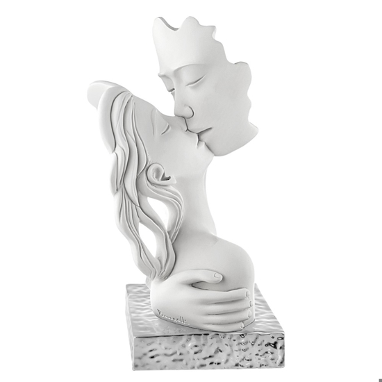 Scultura bacio argento soprammobile moderno bongelli preziosi