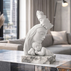 Scultura nascita famiglia base marmo bianco bongelli preziosi