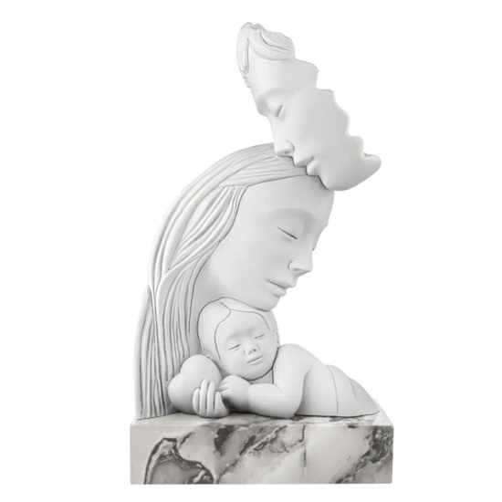 Scultura nascita famiglia base marmo bianco bongelli preziosi
