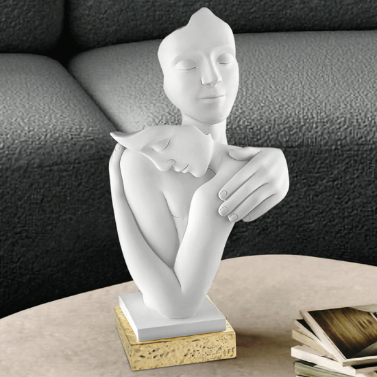 Scultura abbraccio bongelli preziosi soprammobile moderno base oro