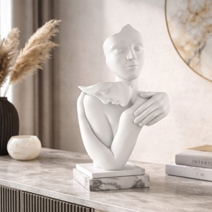 Scultura abbraccio h40cm base marmo bianco bongelli preziosi