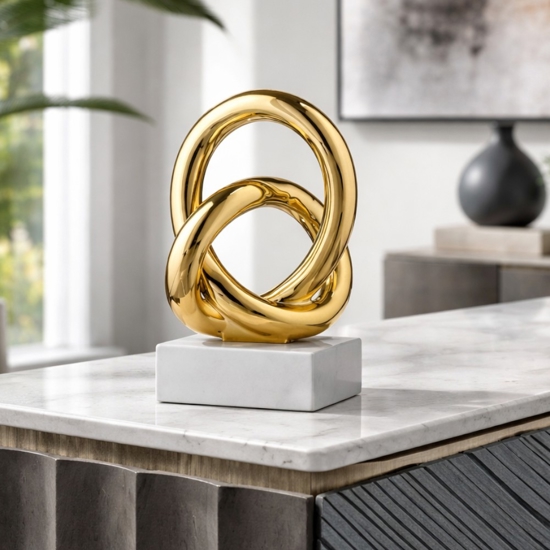 Scultura nodo alto bianco oro h15cm soprammobile bongelli preziosi