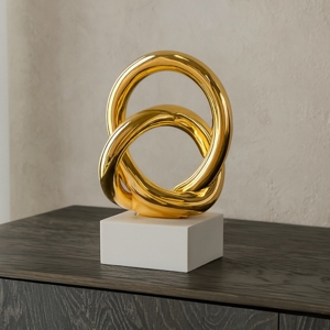 Soprammobile moderno bongelli preziosi nodo bianco oro h26cm