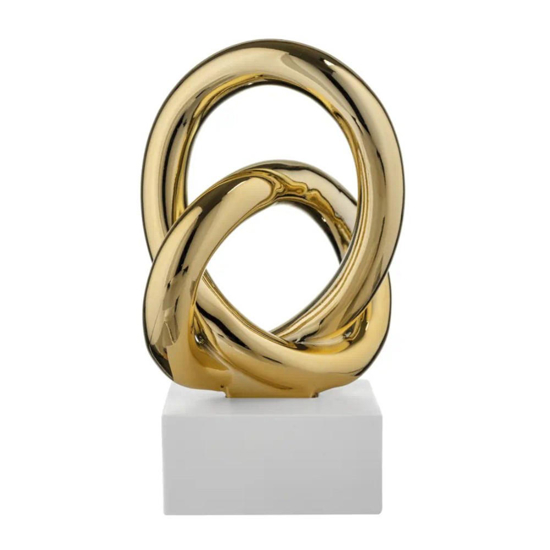 Soprammobile moderno bongelli preziosi nodo bianco oro h26cm