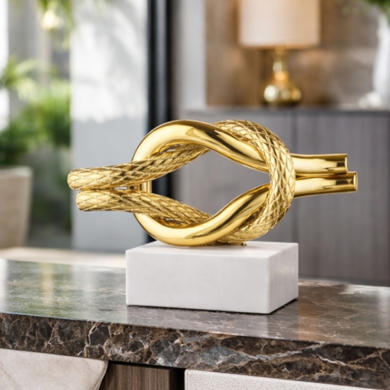 Soprammobile design moderno nodo bianco oro 28x18cm bongelli preziosi
