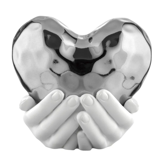 Soprammobile mani cuore argento 25x25cm scultura bongelli preziosi