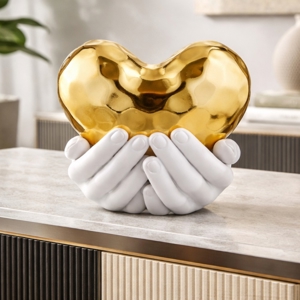 Soprammobile mani cuore oro 25x24cm design moderno bongelli preziosi