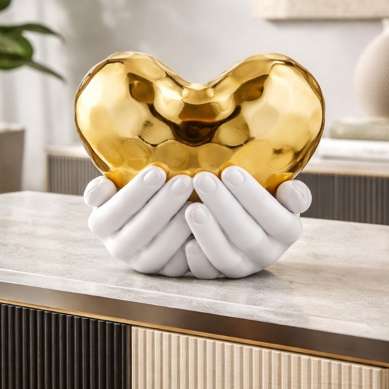 Soprammobile mani cuore oro 25x24cm design moderno bongelli preziosi