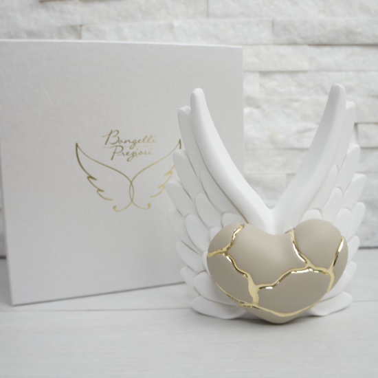 Bongelli preziosi scultura ali angelo cuore oro soprammobile