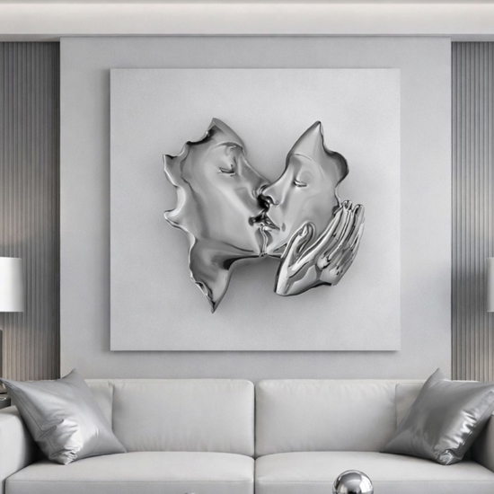 Quadro volti 3d bianco argento moderno 50x50 bongelli preziosi