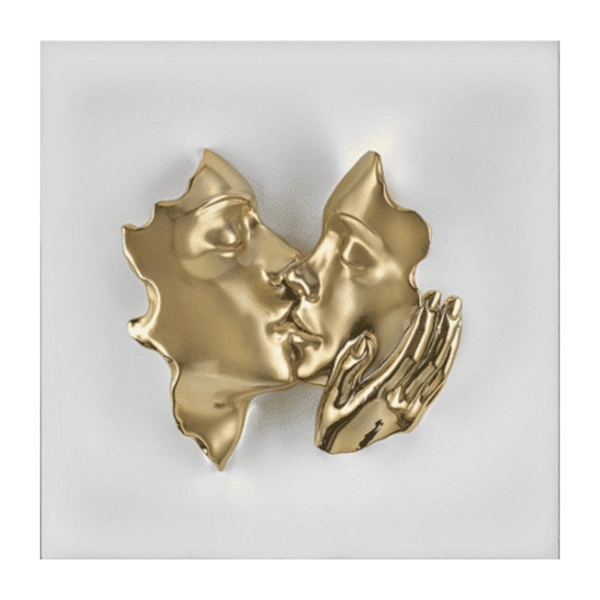 Quadro volti 3d moderno 50x50 bianco oro bongelli preziosi