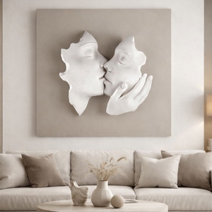 Quadro moderno bongelli preziosi 50x50cm scultura volti nocciola