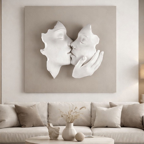 Quadro moderno bongelli preziosi 50x50cm scultura volti nocciola