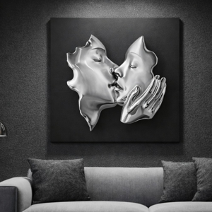 Quadro volti 3d scultura argento nero 50x50 bongelli preziosi