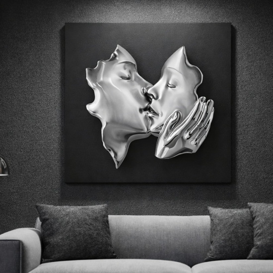 Quadro volti 3d scultura argento nero 50x50 bongelli preziosi