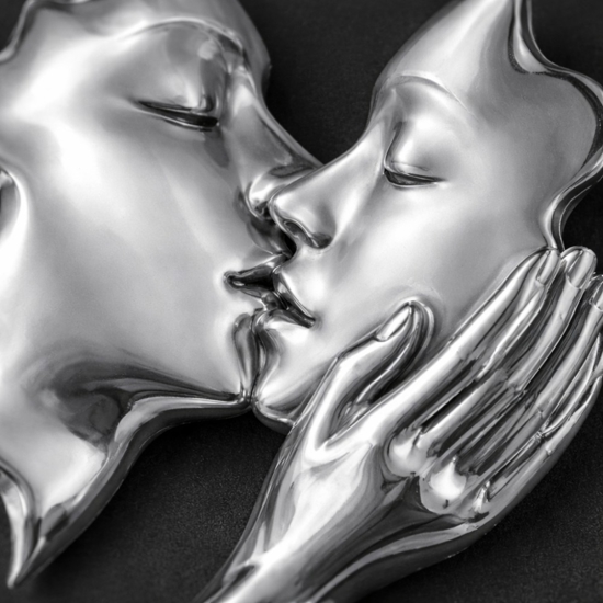Quadro volti 3d scultura argento nero 50x50 bongelli preziosi
