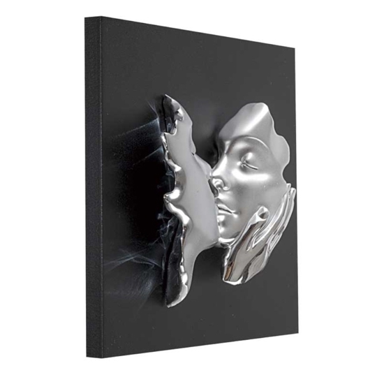 Quadro volti 3d scultura argento nero 50x50 bongelli preziosi