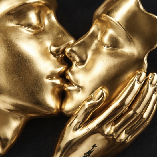 Quadro scultura volti 3d moderno 50x50 oro nero bongelli preziosi