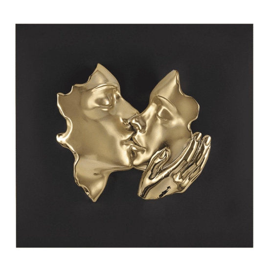 Quadro scultura volti 3d moderno 50x50 oro nero bongelli preziosi