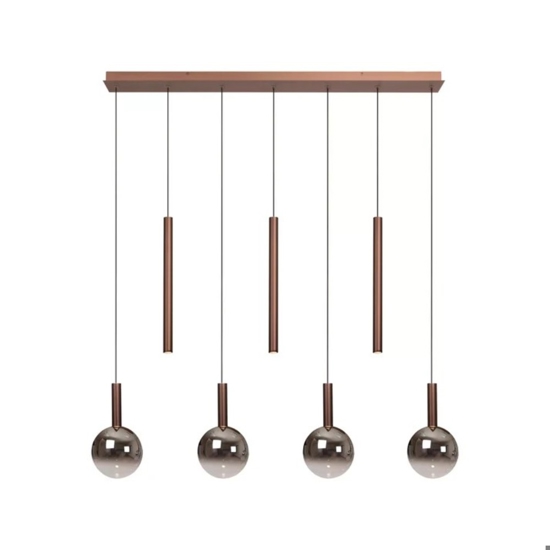Lampadario per tavolo da pranzo rame led cct 7 luci 