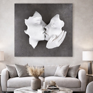 Quadro volti 3d moderno scultura marmorino 50x50cm bongelli preziosi