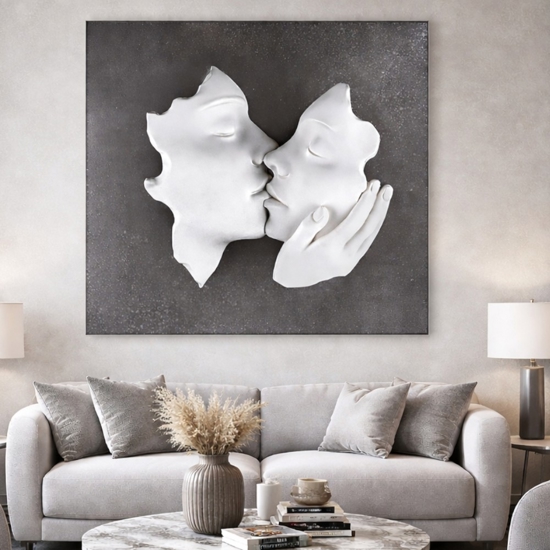 Quadro volti 3d moderno scultura marmorino 50x50cm bongelli preziosi