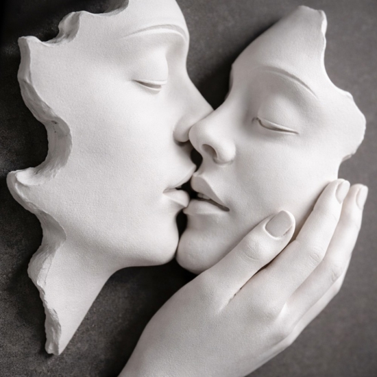 Quadro volti 3d moderno scultura marmorino 50x50cm bongelli preziosi