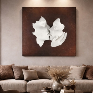 Quadro moderno 3d volti base ruggine 50x50cm bongelli preziosi