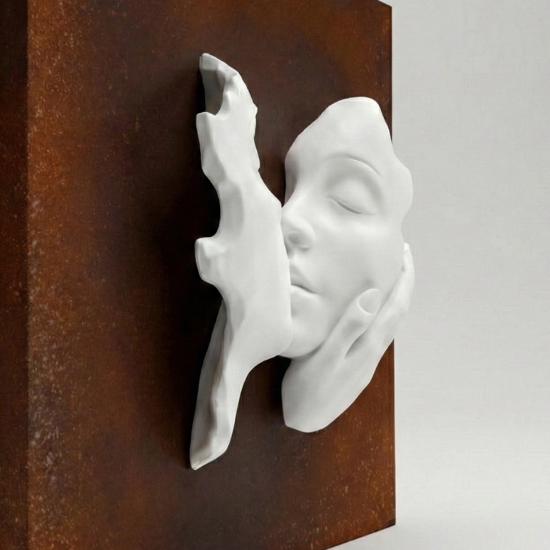 Quadro moderno 3d volti base ruggine 50x50cm bongelli preziosi