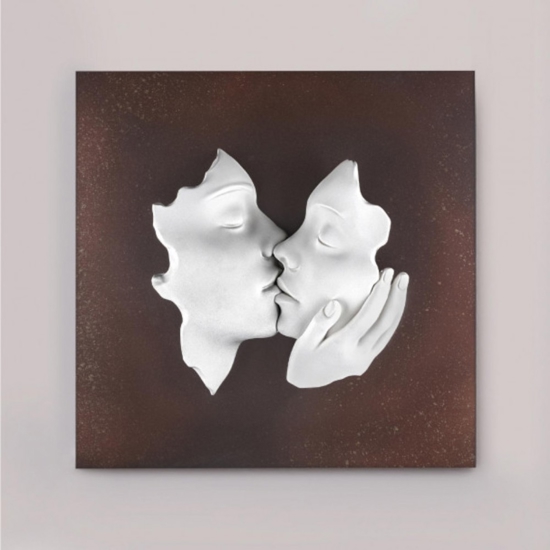 Quadro moderno 3d volti base ruggine 50x50cm bongelli preziosi