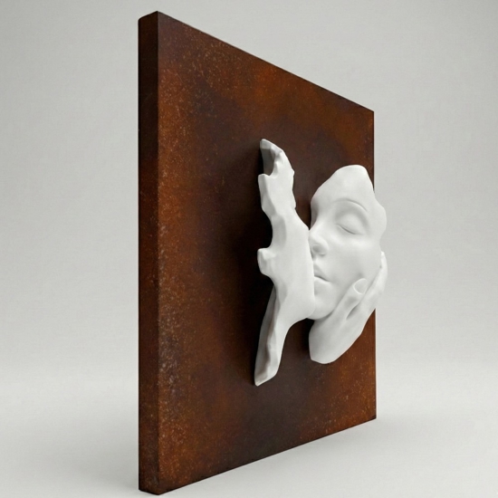 Quadro moderno 3d volti base ruggine 50x50cm bongelli preziosi