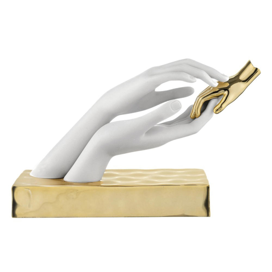 Bongelli preziosi statuetta soprammobile design mani bianco oro