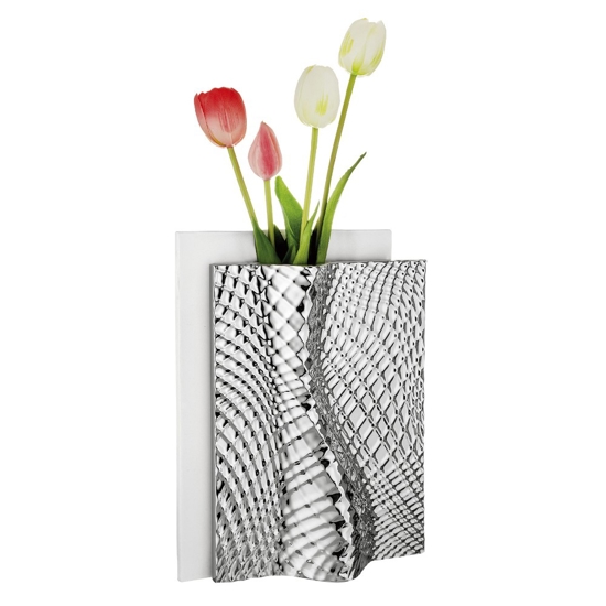 Vaso design moderno bianco argento ophis h30cm bongelli preziosi