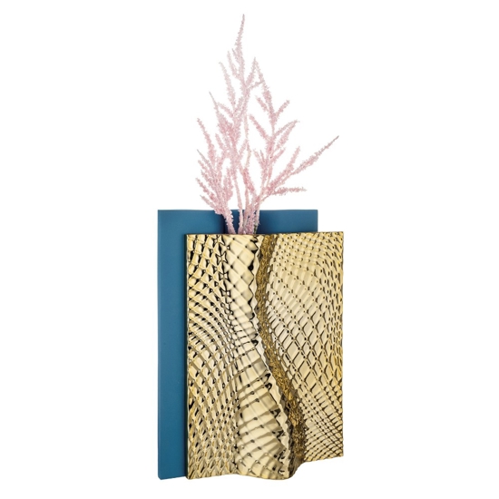 Vaso design blu oro ophis soprammobile moderno bongelli preziosi