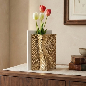 Vaso ophis soprammobile oro  design moderno marmorino bongelli preziosi