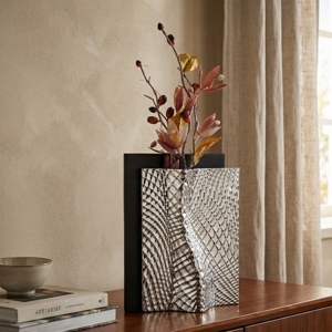 Vaso soprammobile nero argento design moderno ophis bongelli preziosi