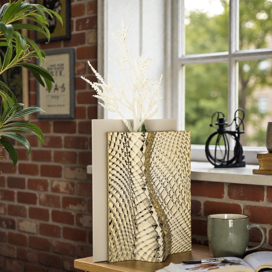 Vaso design soprammobile nocciola h30cm oro bongelli preziosi