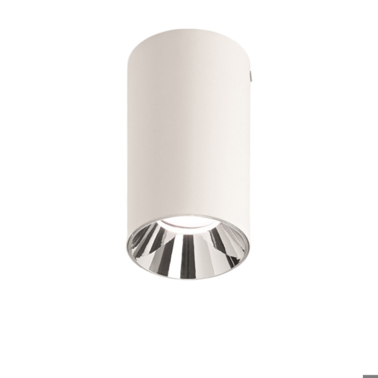 Faretto da soffitto cilindro bianco riflettore cromato