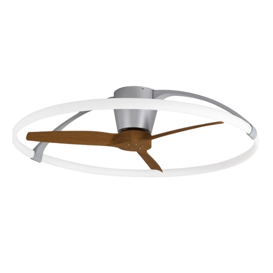 Ventilatore a plafoniera con luce 13mq grigio pale di legno con telecomando led 75w 4000k