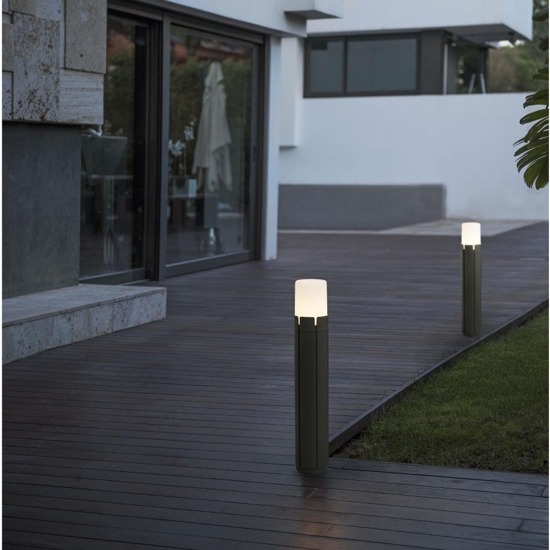 Lampioncino moderno  grigio scuro per esterno giardino h63 ip65