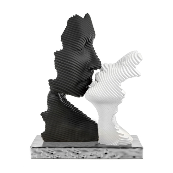 Bongelli preziosi bacio stilizzato scultura moderna bianco nero argento