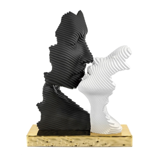 Soprammobile bongelli preziosi bacio stilizzato scultura oro nero bianco